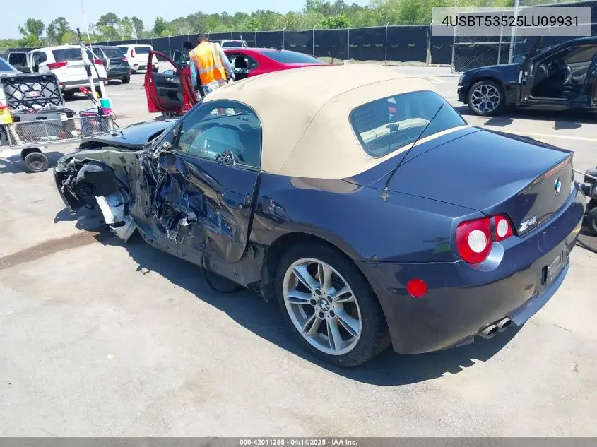 2005 BMW Z4 3.0I VIN: 4USBT53525LU09931 Lot: 42011285