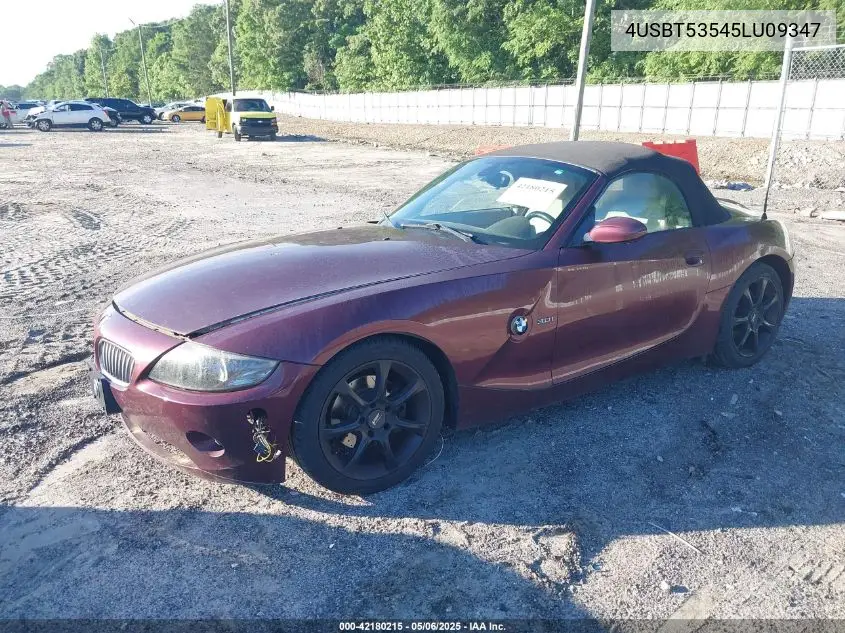 2005 BMW Z4 3.0I VIN: 4USBT53545LU09347 Lot: 42180215