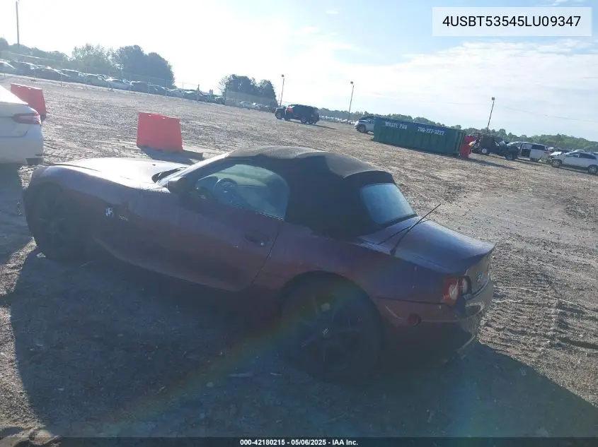 2005 BMW Z4 3.0I VIN: 4USBT53545LU09347 Lot: 42180215