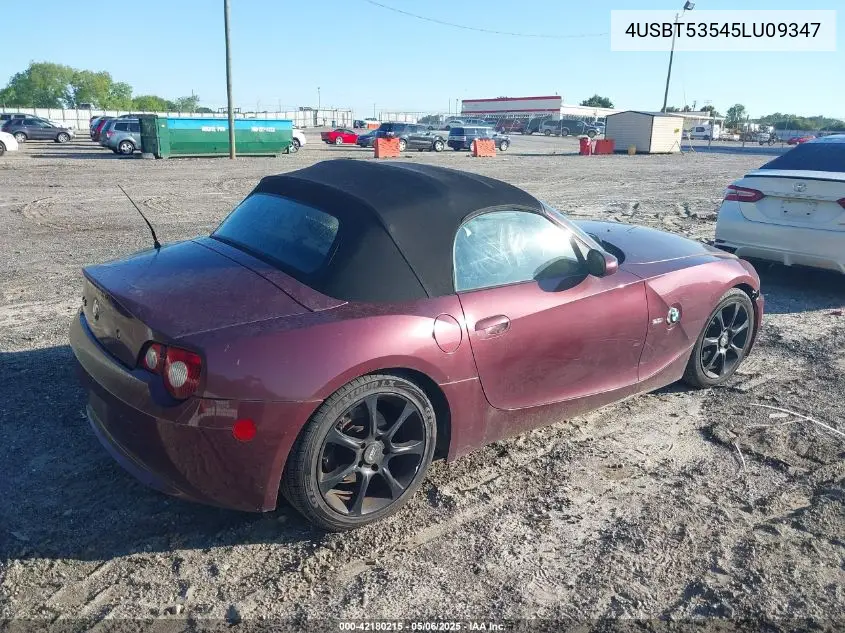 2005 BMW Z4 3.0I VIN: 4USBT53545LU09347 Lot: 42180215