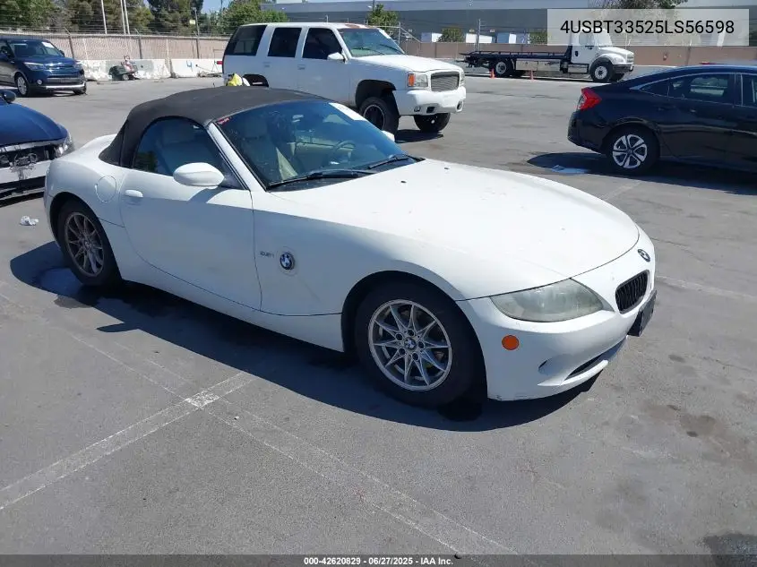 2005 BMW Z4 2.5I VIN: 4USBT33525LS56598 Lot: 42620829