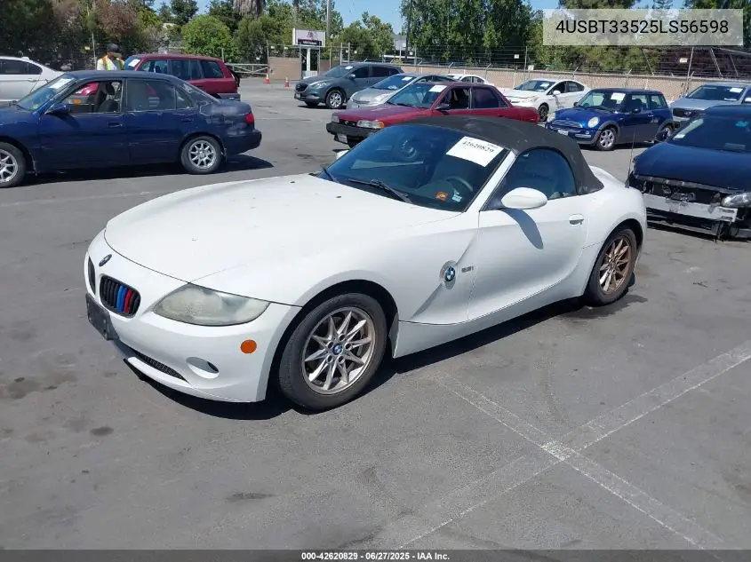 2005 BMW Z4 2.5I VIN: 4USBT33525LS56598 Lot: 42620829