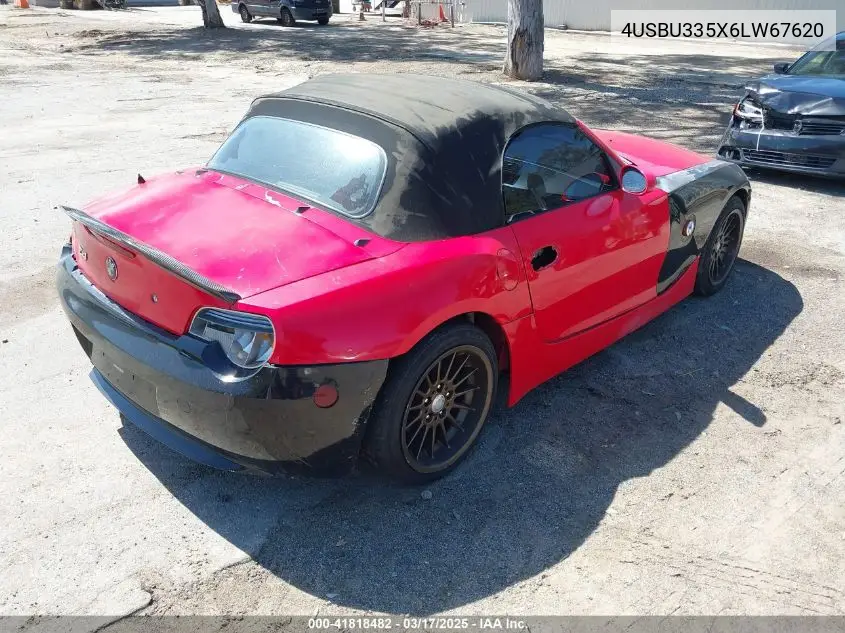 2006 BMW Z4 3.0I VIN: 4USBU335X6LW67620 Lot: 41818482