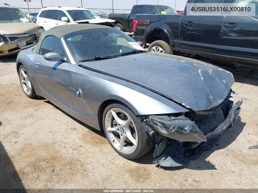 2006 BMW Z4 3.0Si VIN: 4USBU53516LX00810 Lot: 42498844