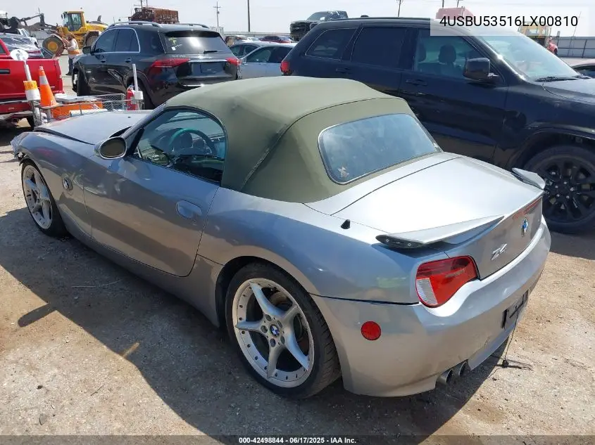 2006 BMW Z4 3.0Si VIN: 4USBU53516LX00810 Lot: 42498844