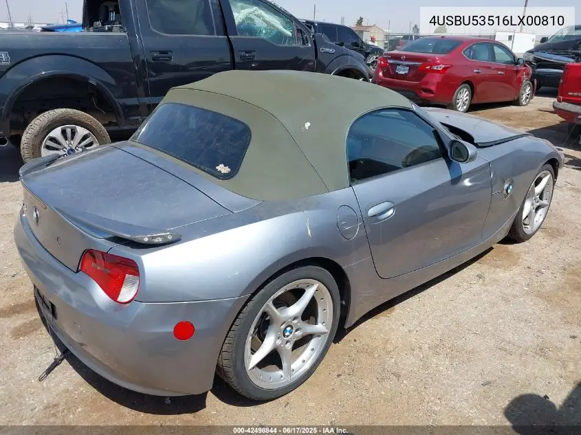 2006 BMW Z4 3.0Si VIN: 4USBU53516LX00810 Lot: 42498844