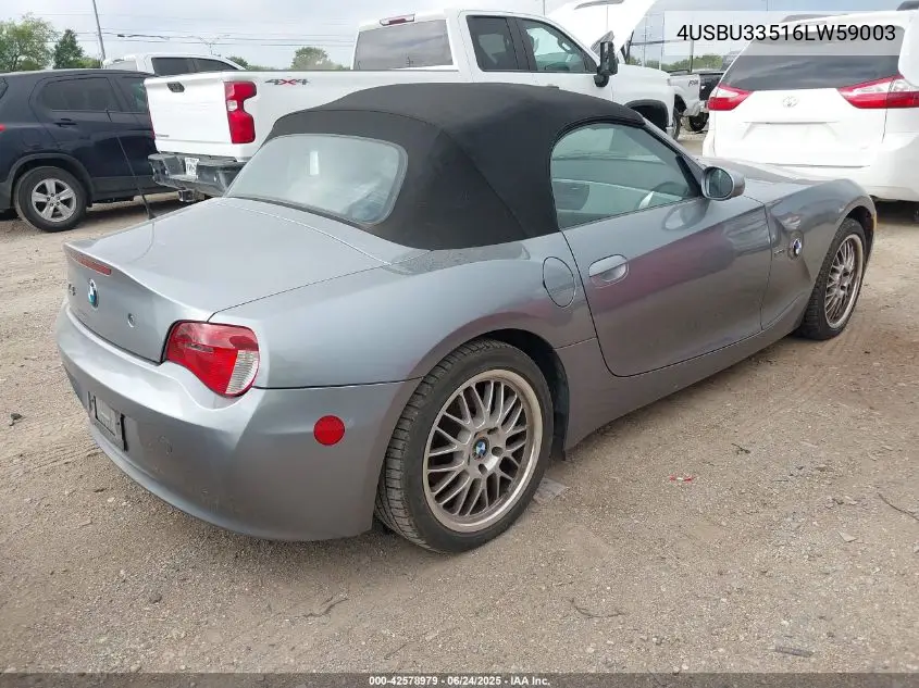 2006 BMW Z4 3.0I VIN: 4USBU33516LW59003 Lot: 42578979
