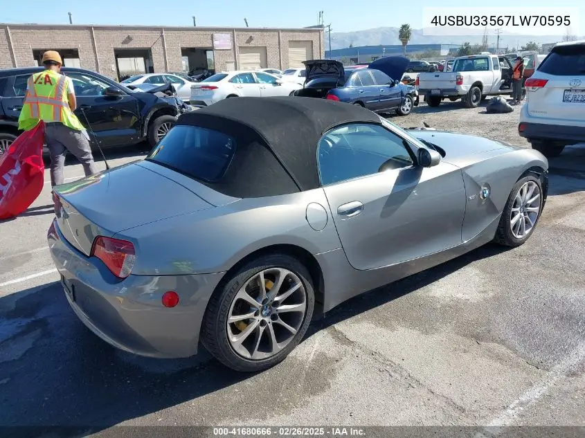 2007 BMW Z4 3.0I VIN: 4USBU33567LW70595 Lot: 41680666