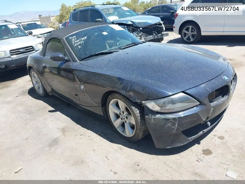2007 BMW Z4 3.0I VIN: 4USBU33567LW72704 Lot: 42141608