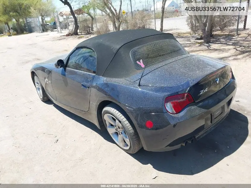 2007 BMW Z4 3.0I VIN: 4USBU33567LW72704 Lot: 42141608