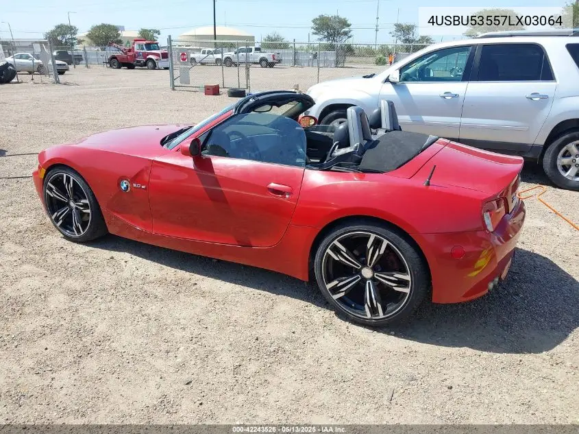 2007 BMW Z4 3.0Si VIN: 4USBU53557LX03064 Lot: 42243526