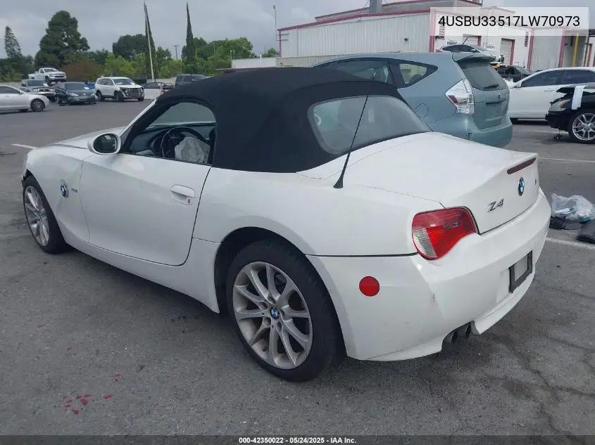 2007 BMW Z4 3.0I VIN: 4USBU33517LW70973 Lot: 42350022