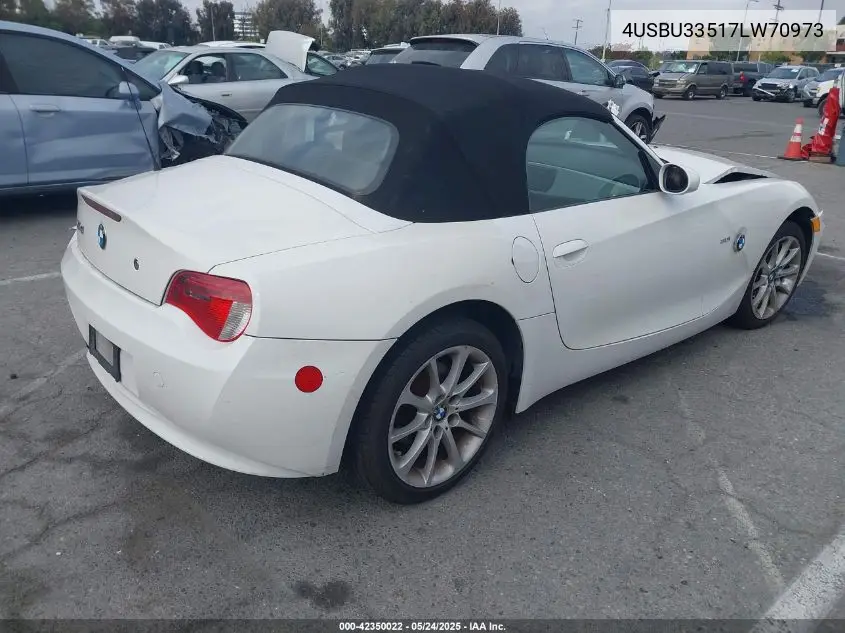 2007 BMW Z4 3.0I VIN: 4USBU33517LW70973 Lot: 42350022