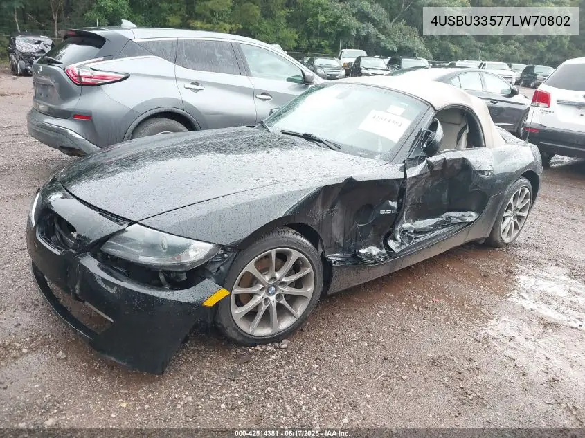 2007 BMW Z4 3.0I VIN: 4USBU33577LW70802 Lot: 42514381