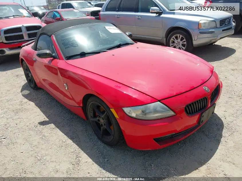 2007 BMW Z4 3.0Si VIN: 4USBU53577LX02286 Lot: 42531826
