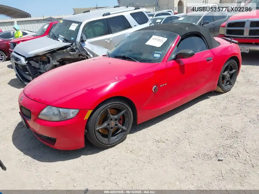 2007 BMW Z4 3.0Si VIN: 4USBU53577LX02286 Lot: 42531826