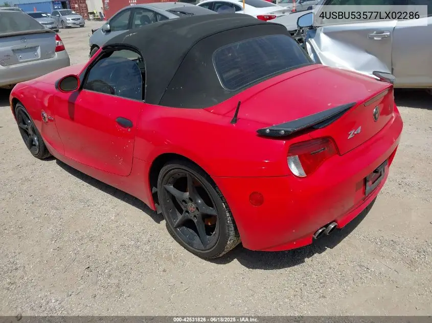 2007 BMW Z4 3.0Si VIN: 4USBU53577LX02286 Lot: 42531826