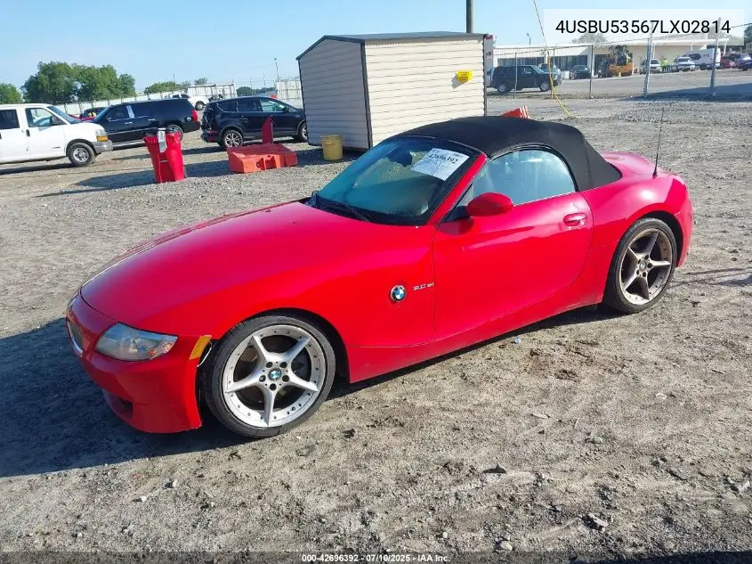 2007 BMW Z4 3.0Si VIN: 4USBU53567LX02814 Lot: 42696392