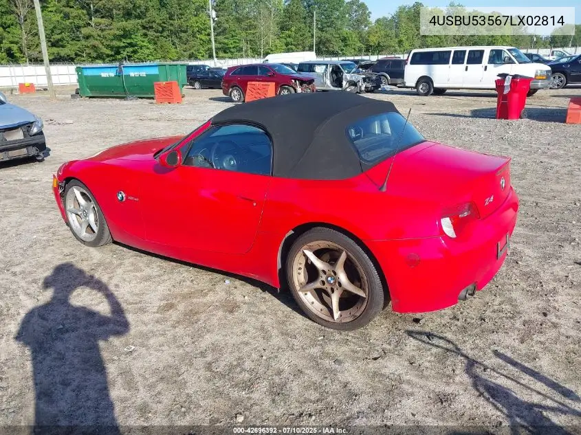 2007 BMW Z4 3.0Si VIN: 4USBU53567LX02814 Lot: 42696392