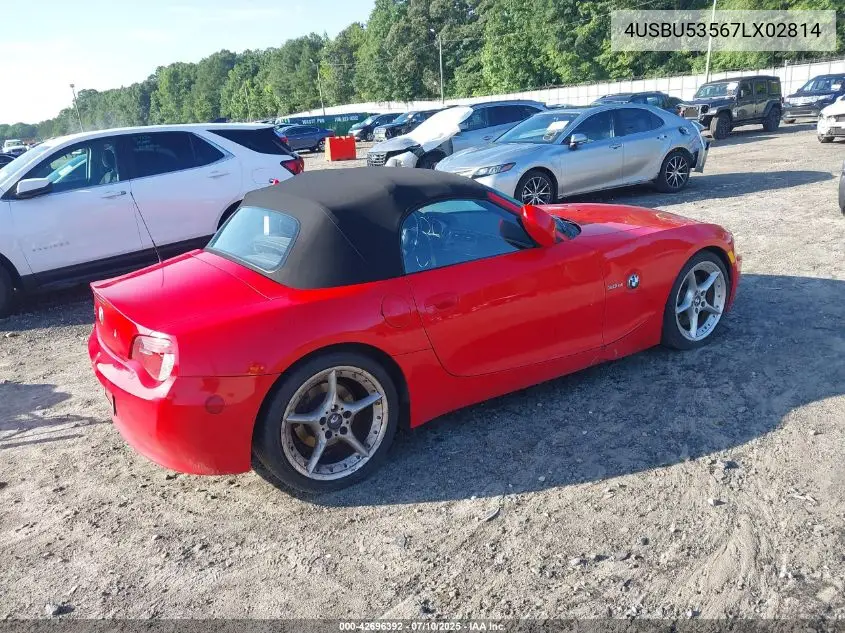 2007 BMW Z4 3.0Si VIN: 4USBU53567LX02814 Lot: 42696392
