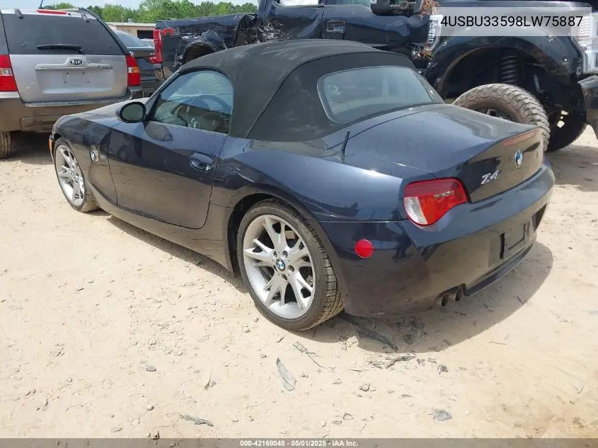 2008 BMW Z4 3.0I VIN: 4USBU33598LW75887 Lot: 42168048