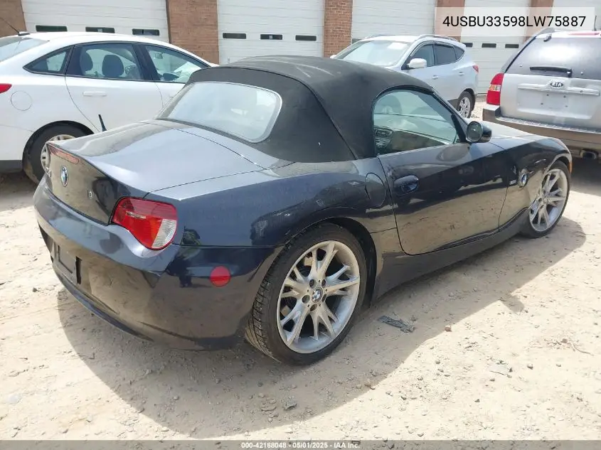 2008 BMW Z4 3.0I VIN: 4USBU33598LW75887 Lot: 42168048
