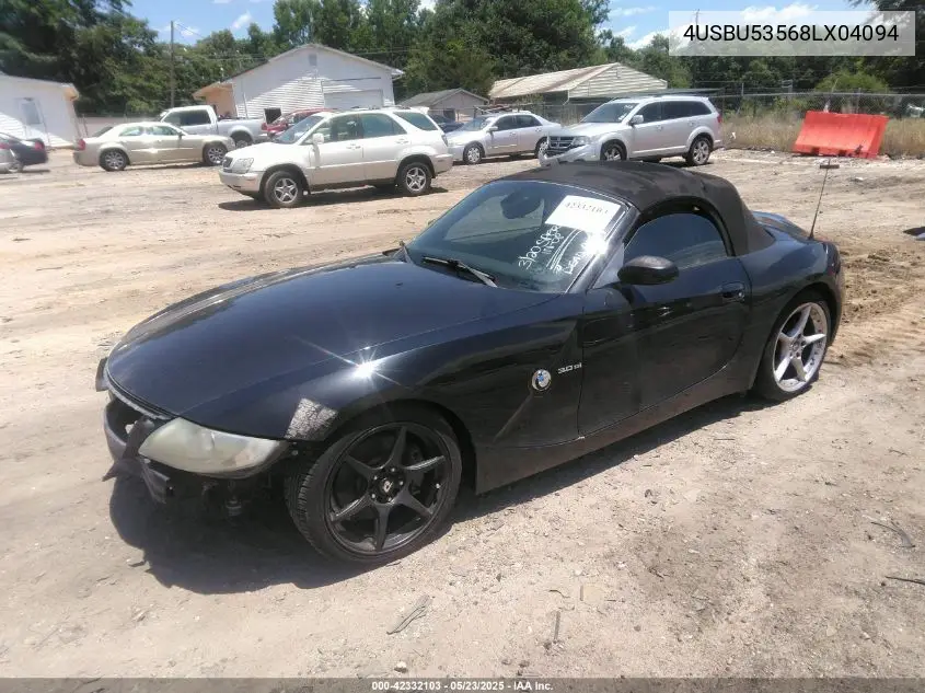 2008 BMW Z4 3.0Si VIN: 4USBU53568LX04094 Lot: 42332103