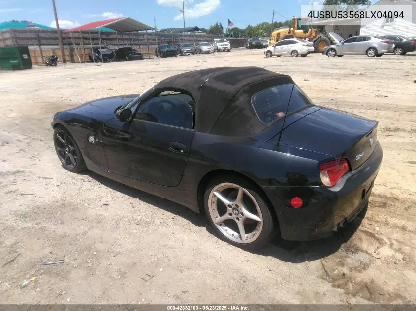2008 BMW Z4 3.0Si VIN: 4USBU53568LX04094 Lot: 42332103