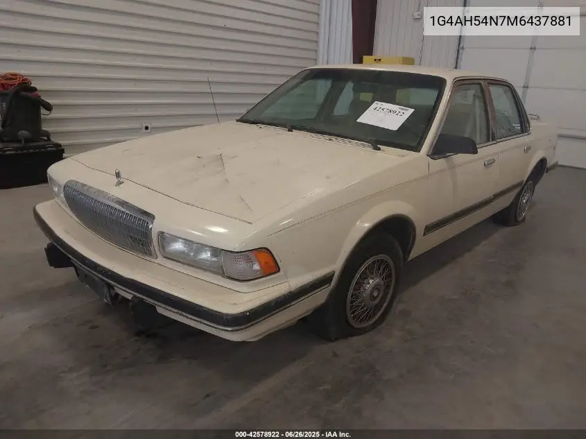 1991 Buick Century Custom VIN: 1G4AH54N7M6437881 Lot: 42578922