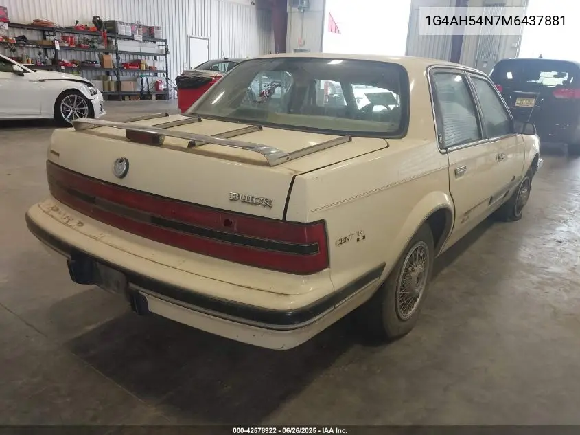 1991 Buick Century Custom VIN: 1G4AH54N7M6437881 Lot: 42578922