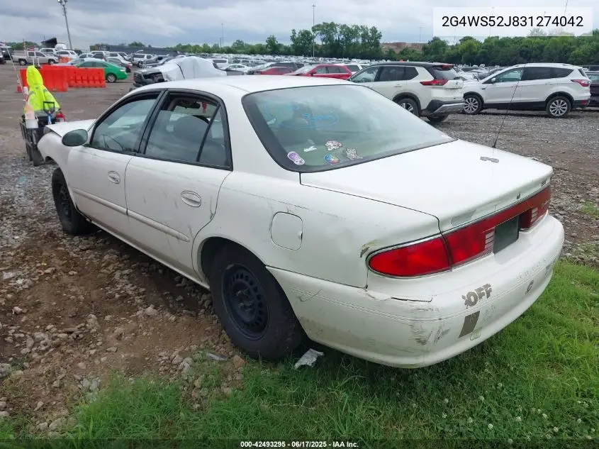 2003 Buick Century Custom VIN: 2G4WS52J831274042 Lot: 42493295