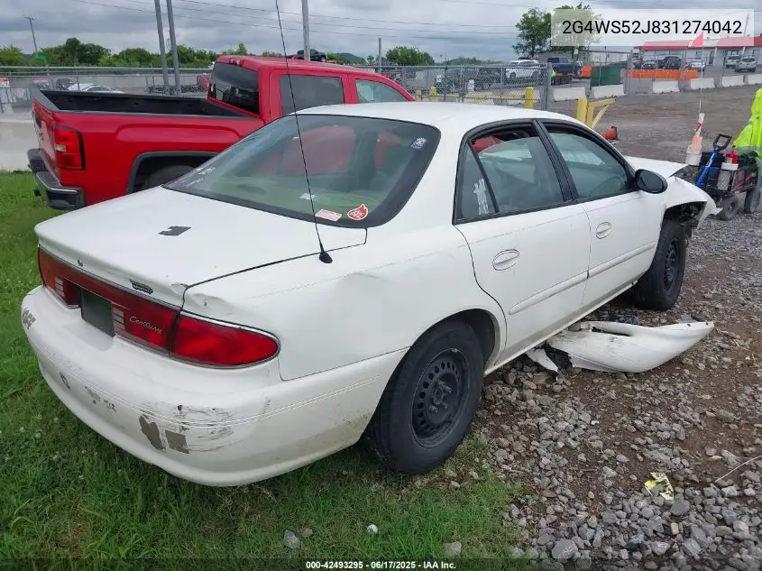2003 Buick Century Custom VIN: 2G4WS52J831274042 Lot: 42493295