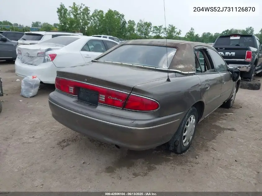 2003 Buick Century Custom VIN: 2G4WS52J731126870 Lot: 42506104