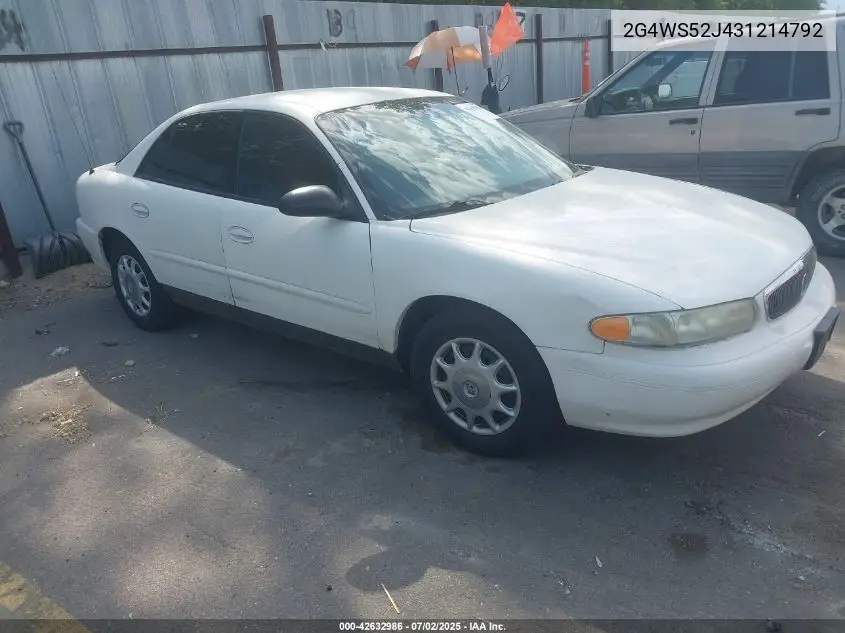 2003 Buick Century Custom VIN: 2G4WS52J431214792 Lot: 42632986