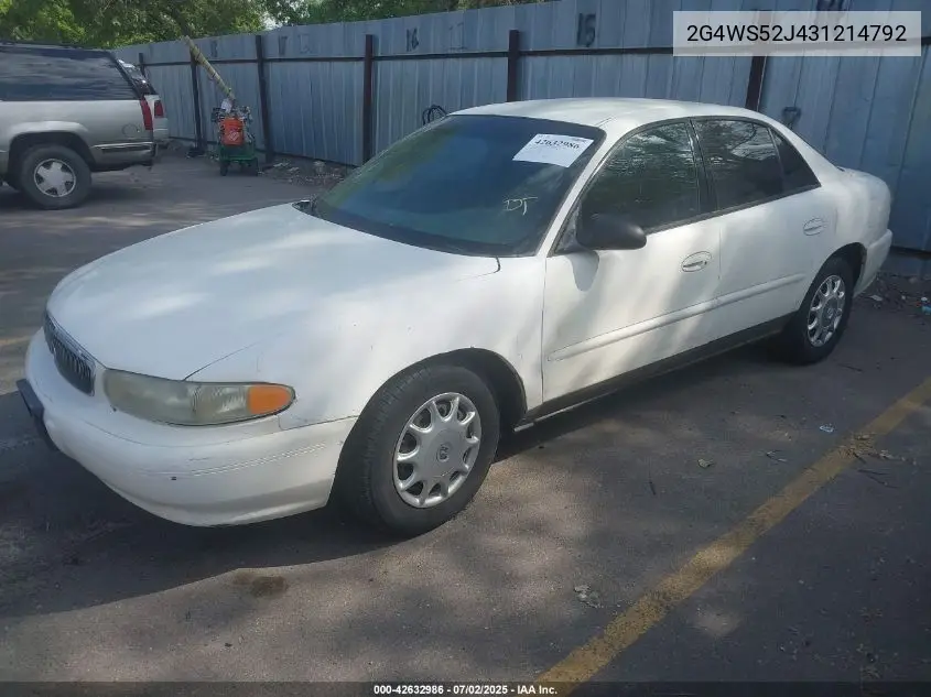 2003 Buick Century Custom VIN: 2G4WS52J431214792 Lot: 42632986