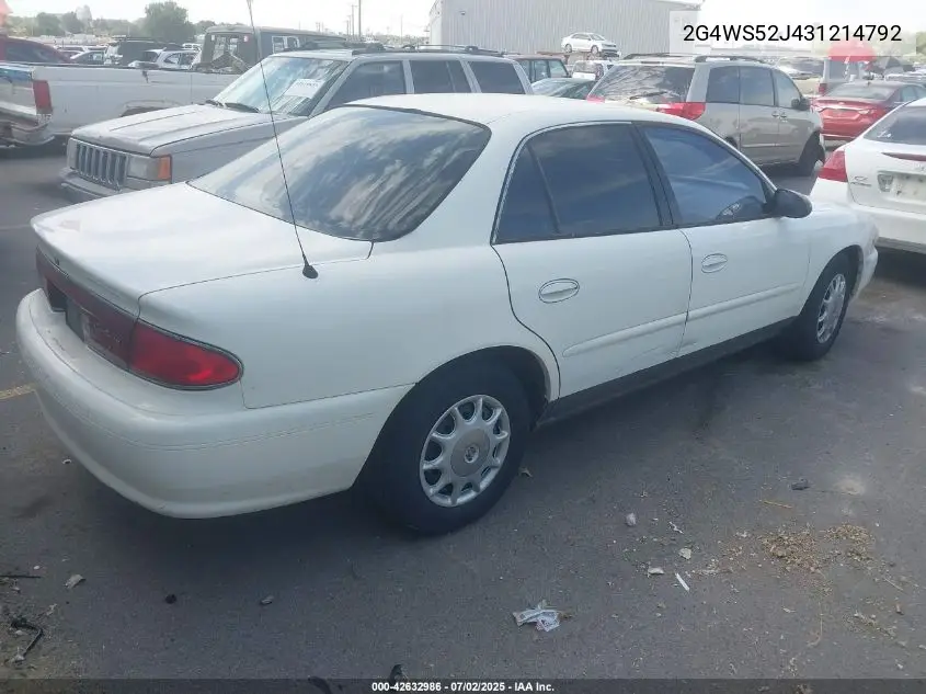 2003 Buick Century Custom VIN: 2G4WS52J431214792 Lot: 42632986