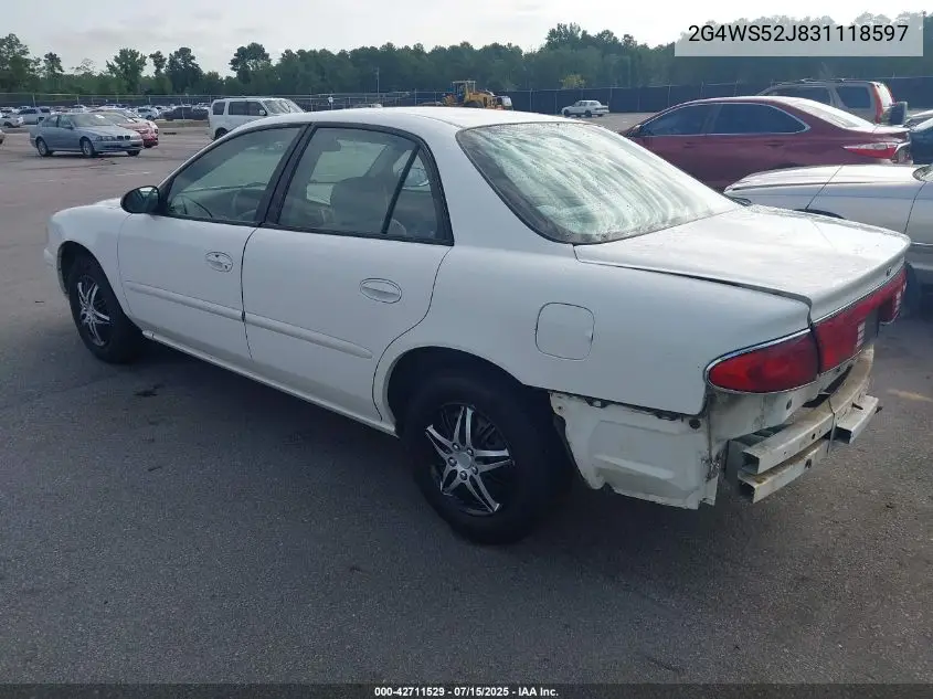 2003 Buick Century Custom VIN: 2G4WS52J831118597 Lot: 42711529