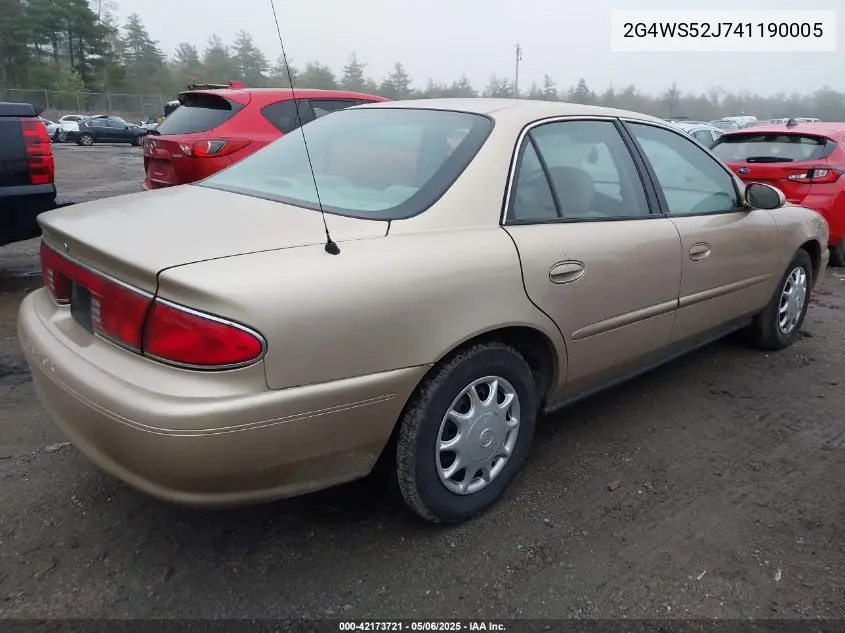 2004 Buick Century VIN: 2G4WS52J741190005 Lot: 42173721