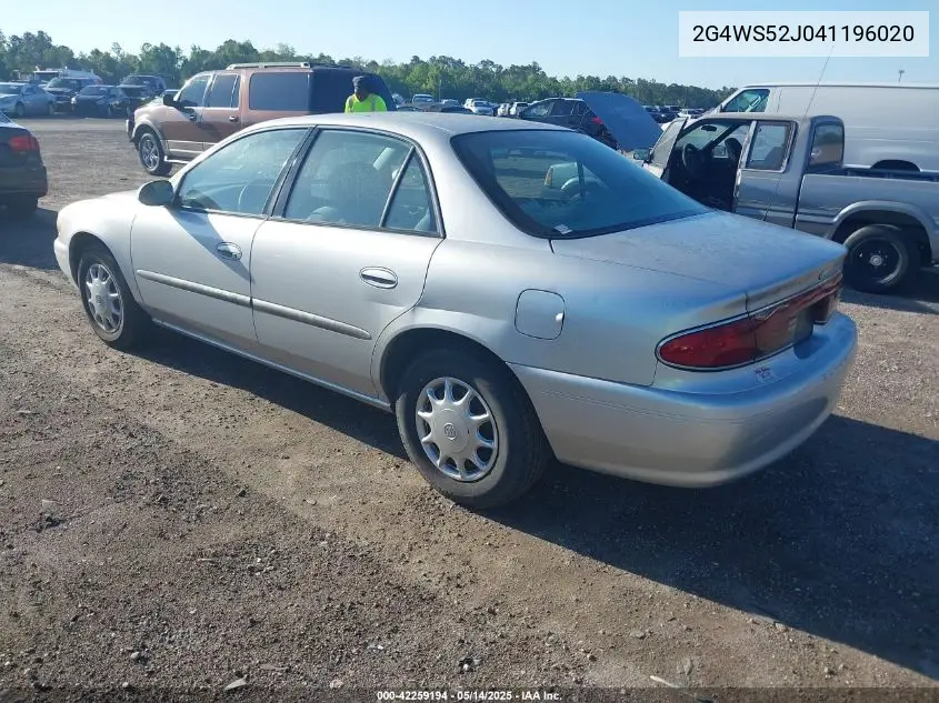 2004 Buick Century VIN: 2G4WS52J041196020 Lot: 42259194