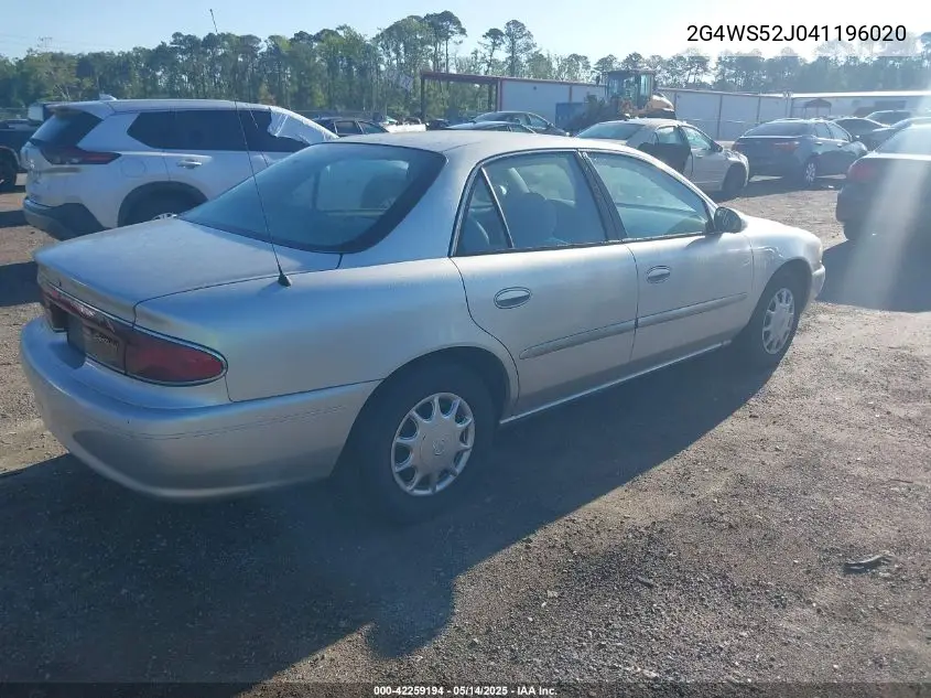 2004 Buick Century VIN: 2G4WS52J041196020 Lot: 42259194