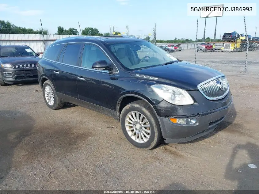 2012 Buick Enclave Leather VIN: 5GAKRCED7CJ386993 Lot: 42605999