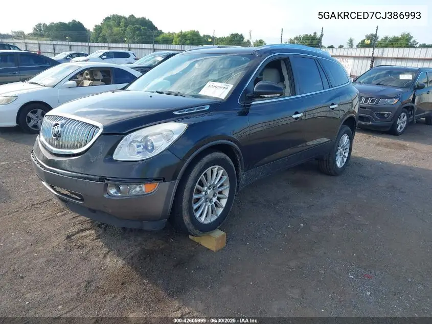 2012 Buick Enclave Leather VIN: 5GAKRCED7CJ386993 Lot: 42605999