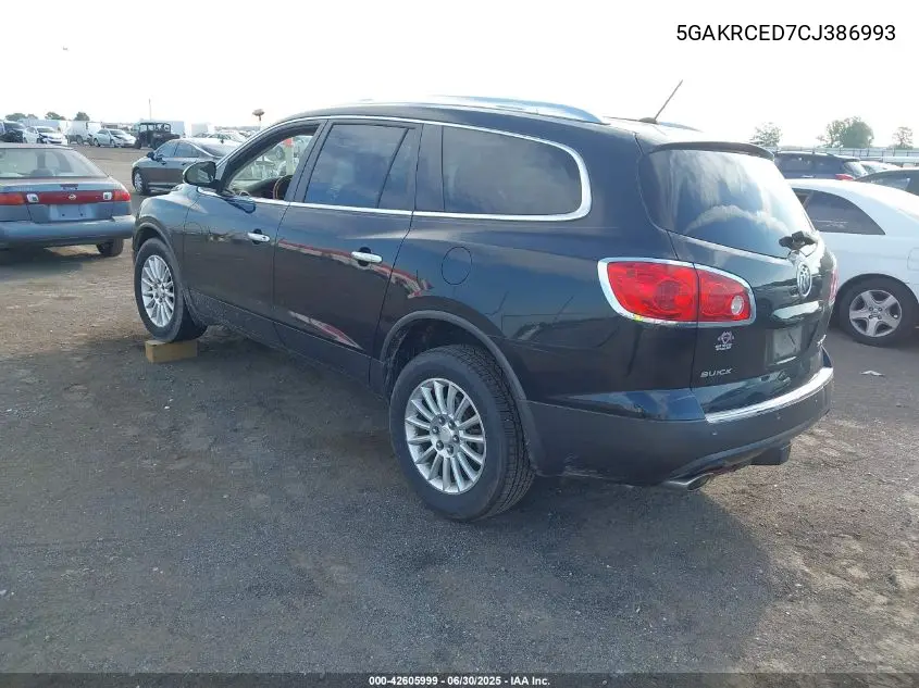 2012 Buick Enclave Leather VIN: 5GAKRCED7CJ386993 Lot: 42605999