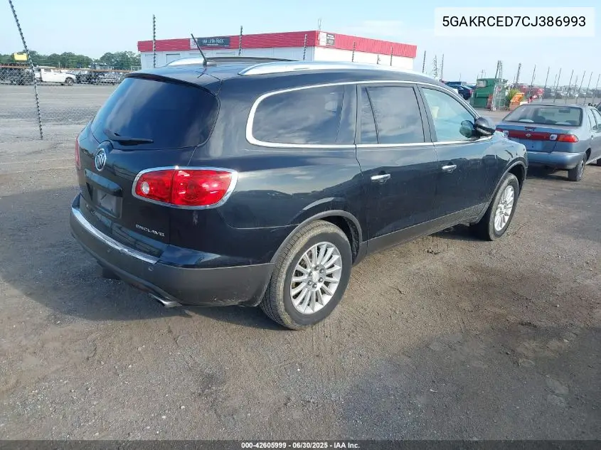 2012 Buick Enclave Leather VIN: 5GAKRCED7CJ386993 Lot: 42605999