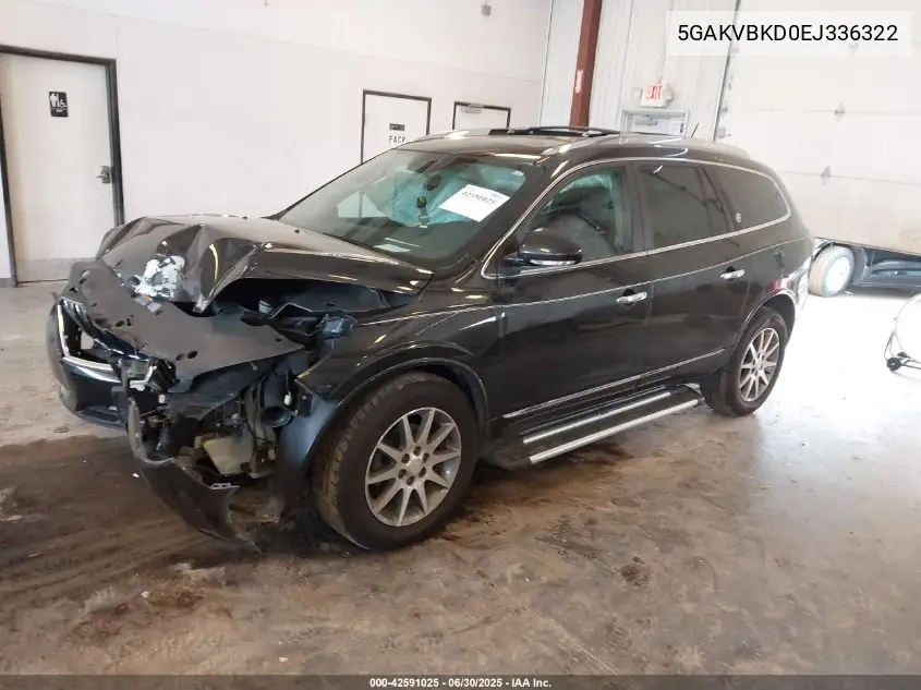 2014 Buick Enclave VIN: 5GAKVBKD0EJ336322 Lot: 42591025