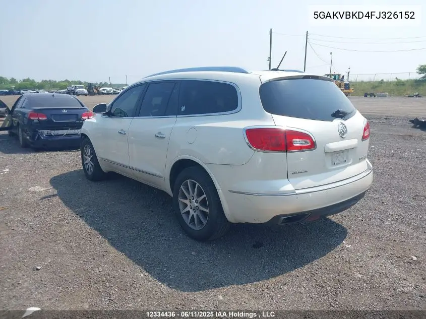 2015 Buick Enclave VIN: 5GAKVBKD4FJ326152 Lot: 12334436