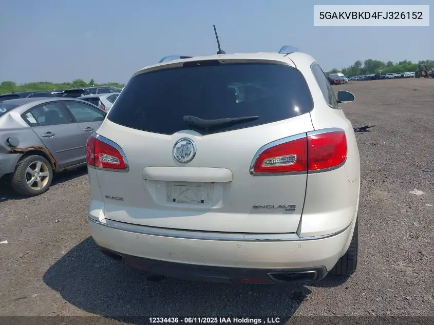 2015 Buick Enclave VIN: 5GAKVBKD4FJ326152 Lot: 12334436