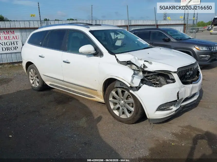2016 Buick Enclave VIN: 5GAKRCKD2GJ216650 Lot: 42593266