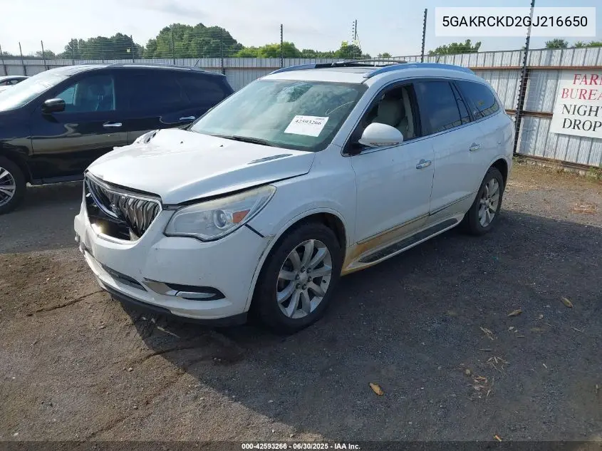 2016 Buick Enclave VIN: 5GAKRCKD2GJ216650 Lot: 42593266