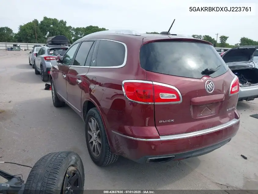 2016 Buick Enclave Leather VIN: 5GAKRBKDXGJ223761 Lot: 42637630